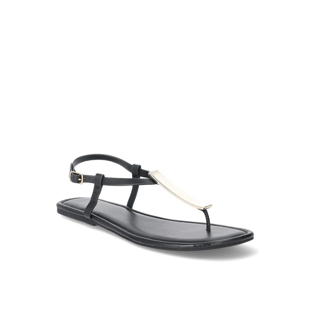 Women's Gold Hardware T-Strap Sandals, NEW, size 11